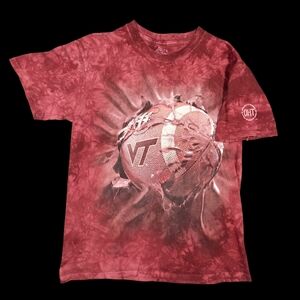 Virginia Tech Football T-Shirt Tie Dye NCAA OHT The Mountain Red Hokies Small